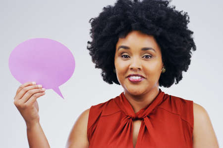This is my truth and I will stand by it. Portrait of an attractive young woman holding a speech...