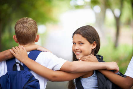 They love school. Cropped shot of elementary school kids.の写真素材