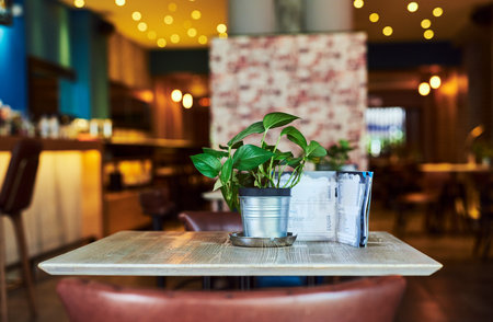 The perfect setting for a date. Shot of a restaurant with no bar.の写真素材