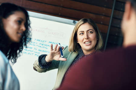 The beginning of a winning strategy. Shot of a group of colleagues having a brainstorming session in...