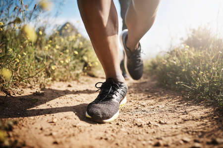 Run away from anything thats not good for you. Low angle shot of an unrecognizable man out running.