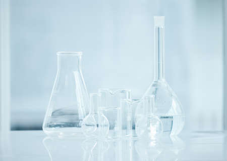 You have to be exact with your measurements. Shot of a variety of glass beakers in a lab.
