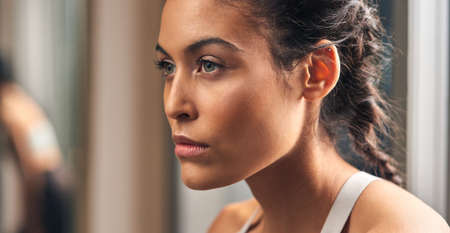 Full focused. Cropped shot of an attractive young female athlete in the gym.