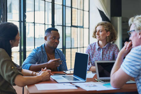 The best businesses have the best talent. Shot of a diverse group of businesspeople having a meeting...