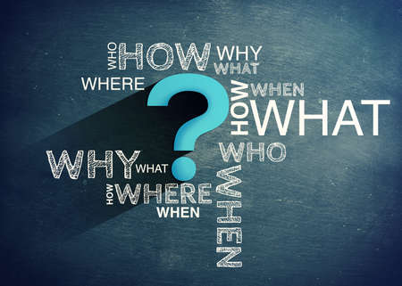 We all have questions. A graphic illustration of questions.の写真素材