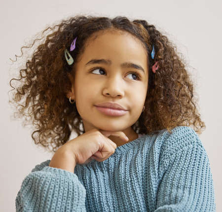 Hang on, I need to think about it. Shot of an adorable little girl standing alone and looking...