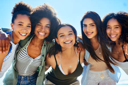Weve always been best friends. Shot of a group of girlfriends spending the day at the beach.