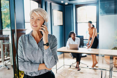 The big boss has to make the big calls. Cropped shot of an attractive mature businesswoman making a...