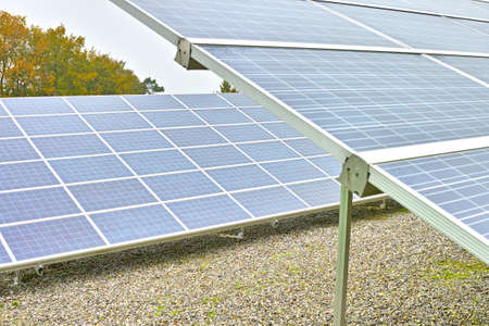 Solar power installation in Denmark. Photovoltaic cell panels as renewable and alternative energy...