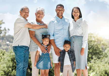 Im so proud of my family. Shot of a multi-generational family standing together outside.