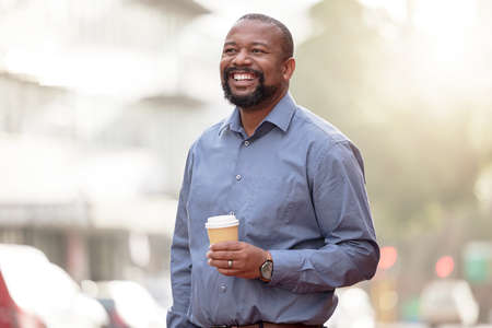 I could do this with my eyes closed. a mature man outside in the city.の写真素材