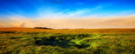 A photo of sunset in the countryside at summertime. A photo of sunset in the countryside at...