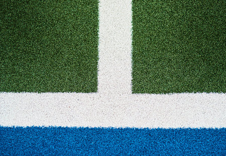 Its a great day for hockey. Closeup shot of markings on a hockey field.