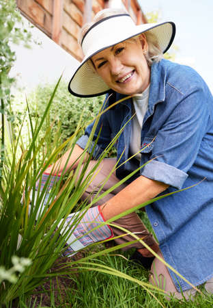 Whats more relaxing than a day in the garden. a senior woman gardening in the backyard at home.
