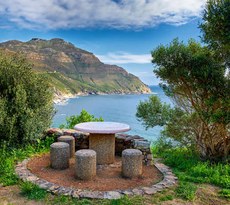 A photo picnic area near Shapmanns Peak Road, Cape Town, South Africa. A photo a picnic area near Shapmanns Peak Road, Cape Town, South Africa.の写真素材