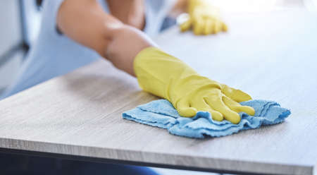 Striving for spotless. an unrecognizable woman cleaning her apartment.
