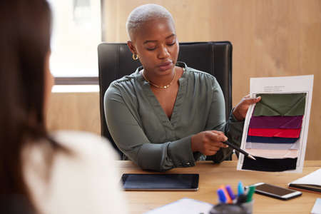 Exploring the creative side. two businesswoman having a meeting in an office at work.