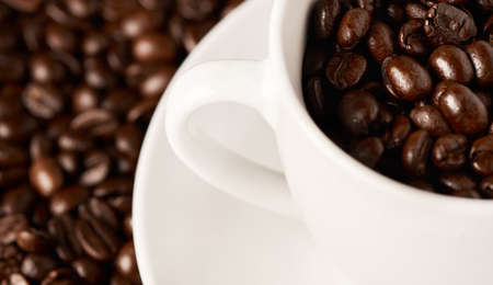 Dear coffee - thank you for bean there for me. Closeup shot of a cup filled with coffee beans.