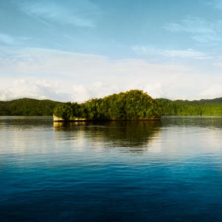 A place of peace. a beautiful island on a quiet lake.