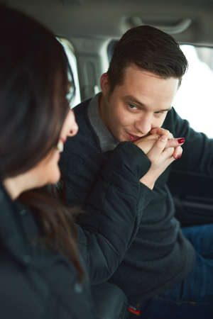 I hope you enjoy this ride. a happy young couple out on a road trip.