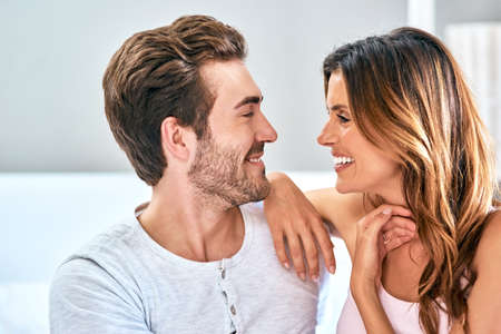 Im glad I found that forever love with you. a loving young couple spending a relaxing morning at...