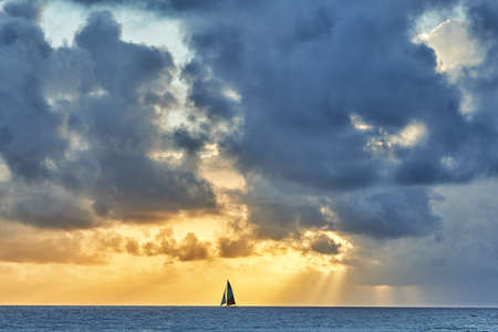 Sunset over the Pacific Ocean - Hawaii. Tropical sunset over the Pacific Ocean - seen from Waikiki...