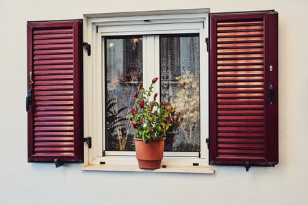 Adventure is just outside your window. Cropped shot vintage features on a house.の写真素材