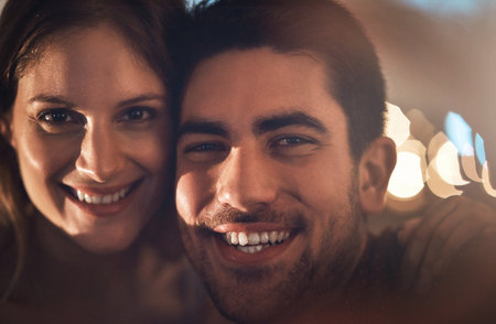 They are so cute together. Closeup shot of an affectionate couple.の写真素材