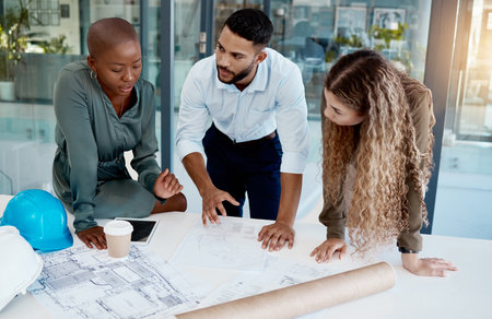 Doctor, surgeon and nurse with digital tablet in hospital, clinic and ward for healthcare, medical service and surgery planning online. Portrait of happy indian wellness worker with research analysisの写真素材