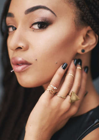Be dazzled by her beauty. Closeup portrait of a beautiful woman in studio.