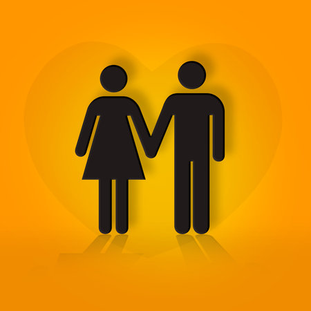 Theres someone for everyone. A graphic illustration of a couple holding hands.の写真素材