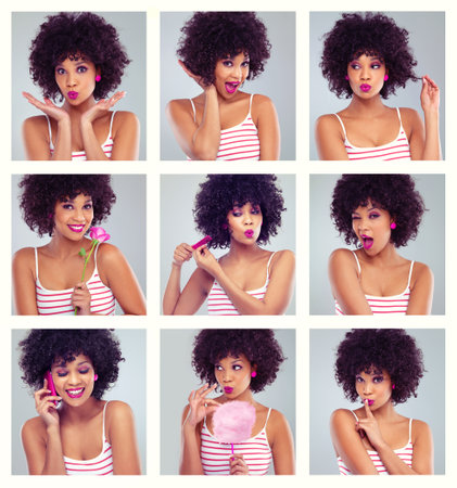 Modern life. Composite shot of a young woman doing a variety of daily routines.の写真素材