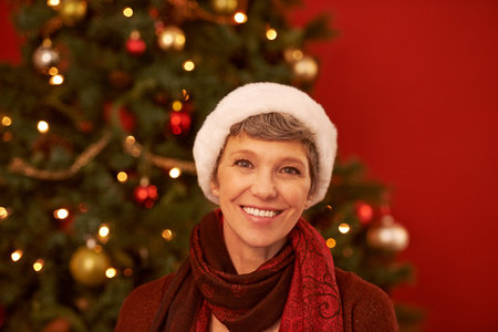 A merry Christmas to all. A cropped portrait of a happy mature woman wearing a santa hat.