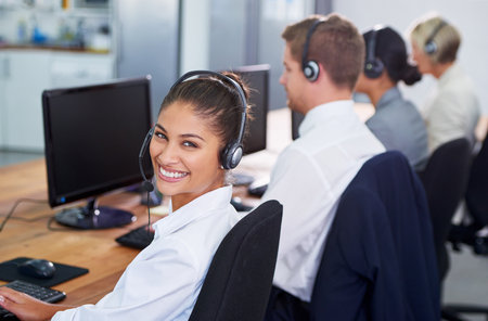 people working in a call center.の写真素材