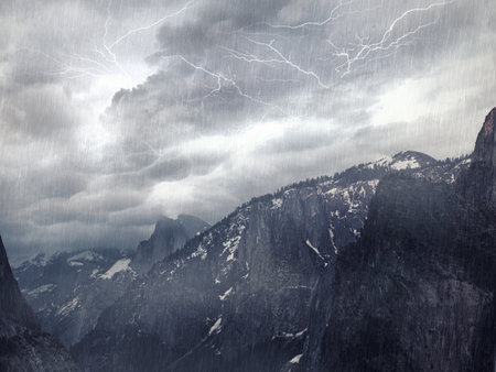 Mother natures mood. a mountain landscape enveloped in a storm.の写真素材