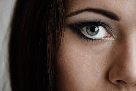 Perfectly made up. Cropped beauty portrait of a womans eye.の写真素材