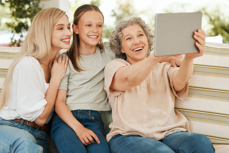 Show me those pearly whites. a grandmother spending time with her daughter and granddaughter while...