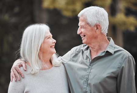 Marriage means you get to spend forever with the one you love. a senior couple standing together...