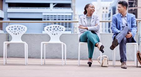 Networking in line. two businesspeople in a line at work.の写真素材