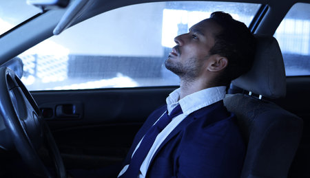 He cant bring himself to leave. a handsome young businessman looking depressed after being...