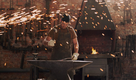 I take scrap and turn it into a masterpiece. a metal worker hitting a hot metal rod with a hammer in...