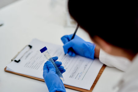 Noting down the correct quantities for her tests. Closeup shot of an unrecognisable scientist...