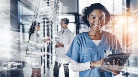 Staying connected to current medical advancements. Cropped portrait of a young female doctor using a...