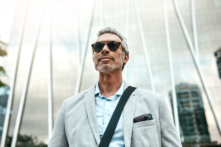 I know exactly where Im going. a mature businessman out in the city.の写真素材