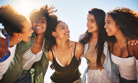 I cant imagine life without them. a group of girlfriends spending the day at the beach.