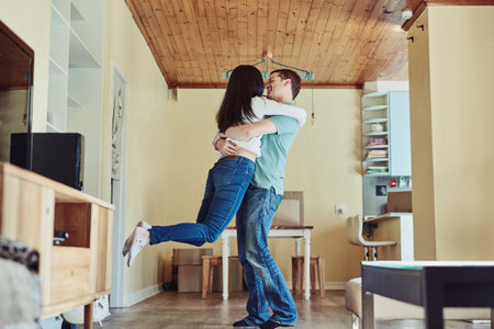 I love having you around, babe. a loving young couple embracing each other.の写真素材