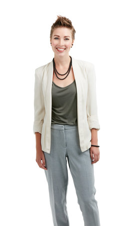 Confidence is your best feature. Studio portrait of a young businesswoman isolated on white.