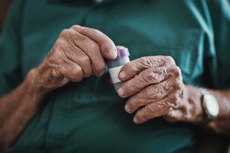 Time for my daily boost. a senior man about to take his medication.