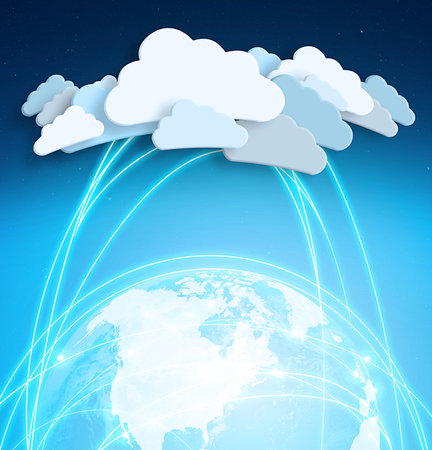 Where the world stores its knowledge. Conceptual image representing modern cloud computing.の写真素材