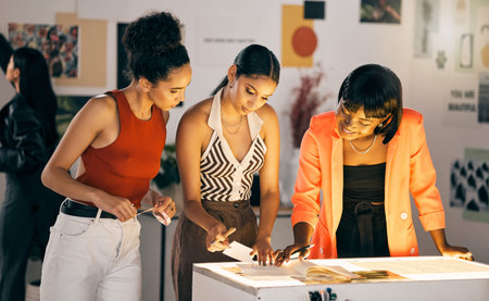Precision meets pretty. a group of designers collaborating at a workshop together.
